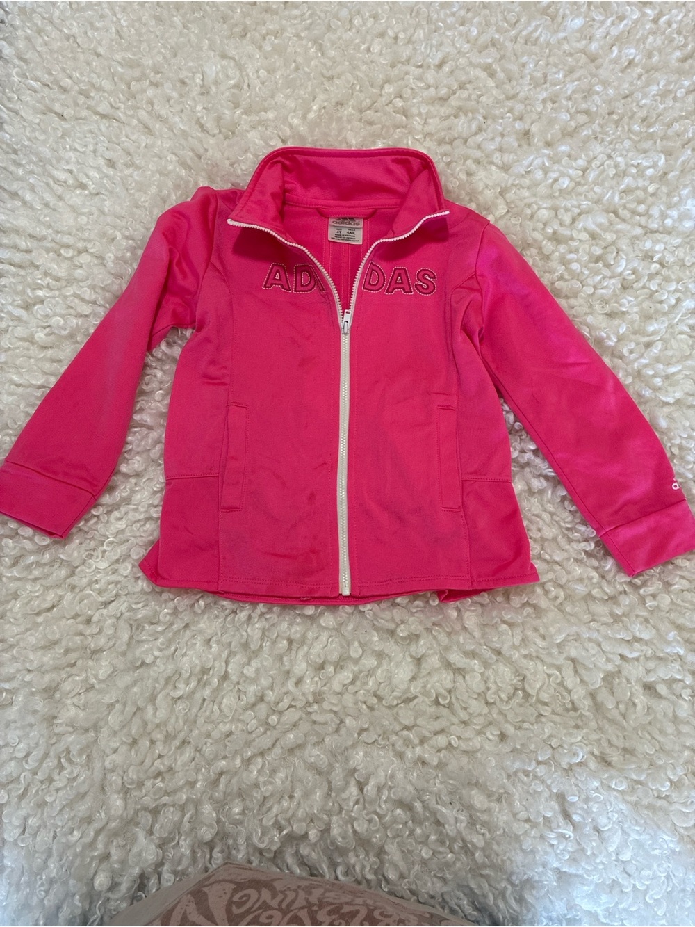 Adidas Hot Pink Full-Zip Track Jacket with White Zipper